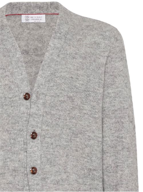 Heather grey knitted cardigan Brunello Cucinelli | MSO706806CEW58